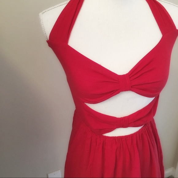 Vero Moda Red Bow Tie Tunic Blouse Size S - Picture 2 of 4